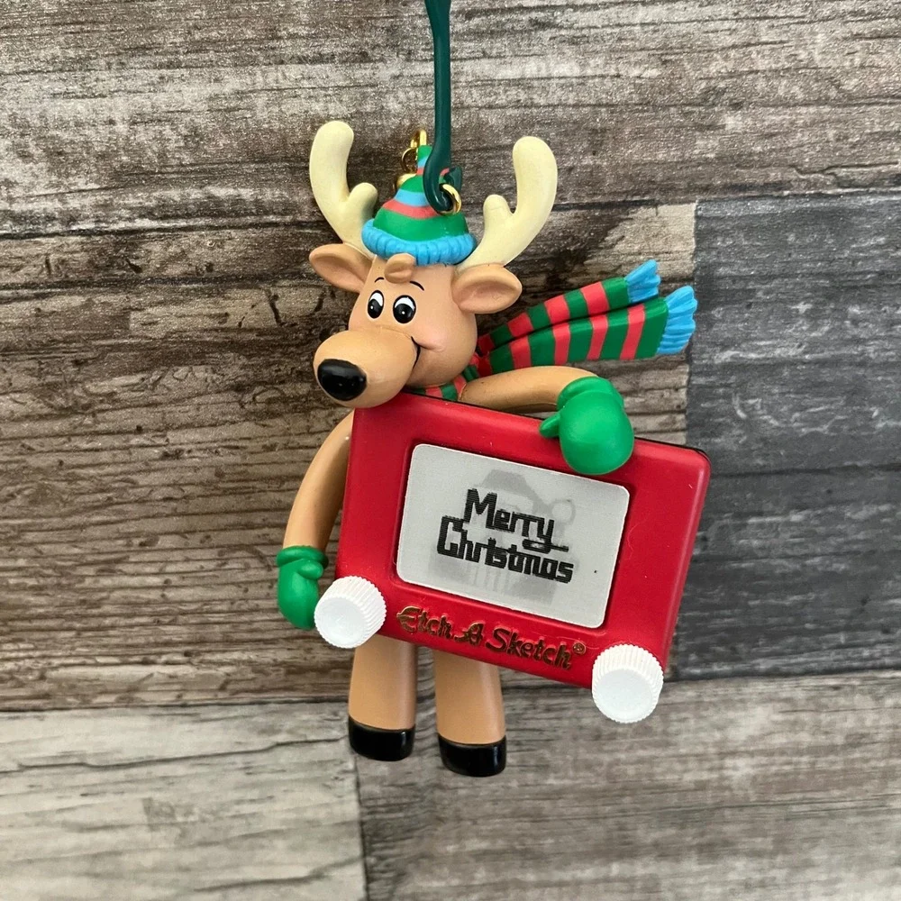 Carlton Cards Etch A Sketch Reindeer Ornament Sketching Santa 1999 CXOR-051A
